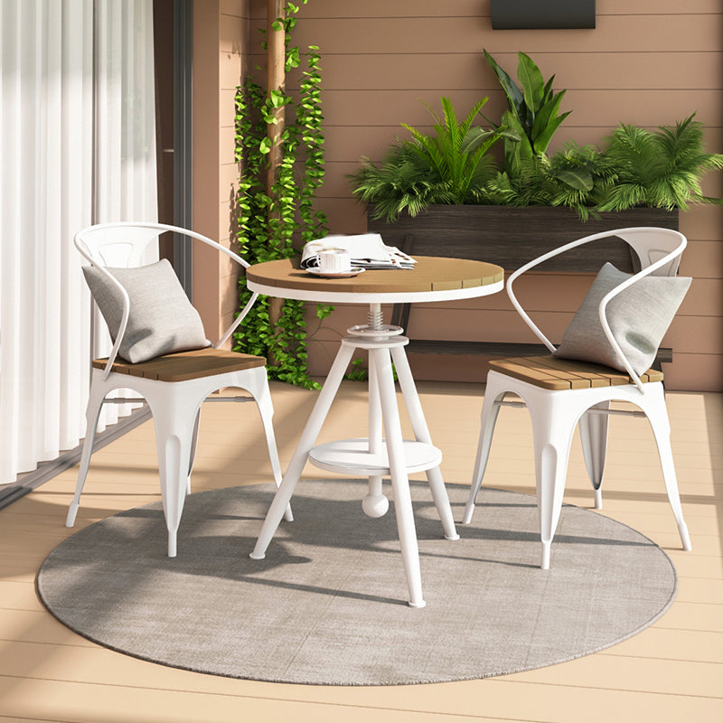 Moderne 1/2/3-delige eetset ronde houten eettafel voor balkon