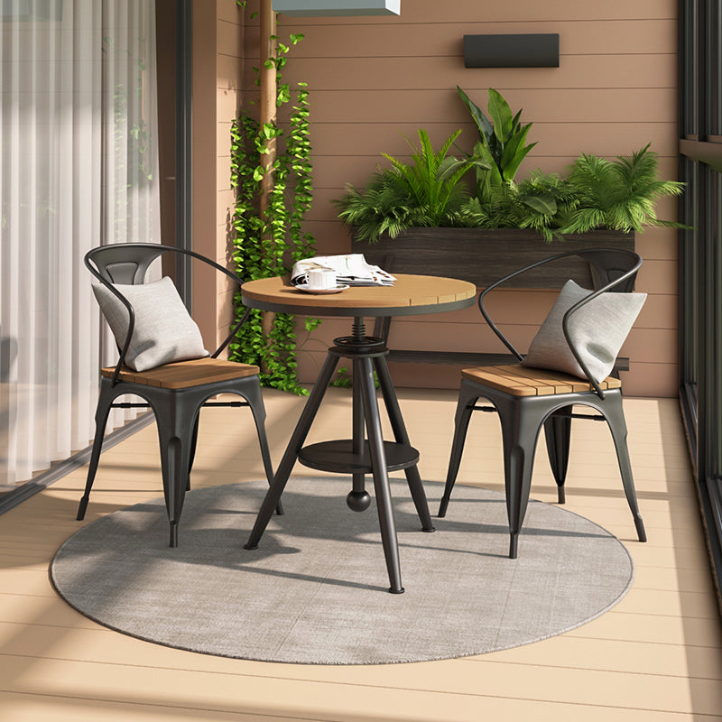 Moderne 1/2/3-delige eetset ronde houten eettafel voor balkon