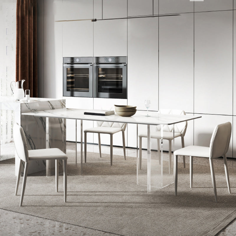 Contemporary Style Sintered Stone Dining Rectangle Table Set 1/4/5/6 Pieces Dining Set 5 Pieces: Table, 4 Chairs Clearhalo 'Dining Room Sets' 'Dining Tables & Seating' 'dining_room_set' 'furn' 'furn_dining_room_set' 'Furniture' 'Kitchen & Dining Furniture' 5309272