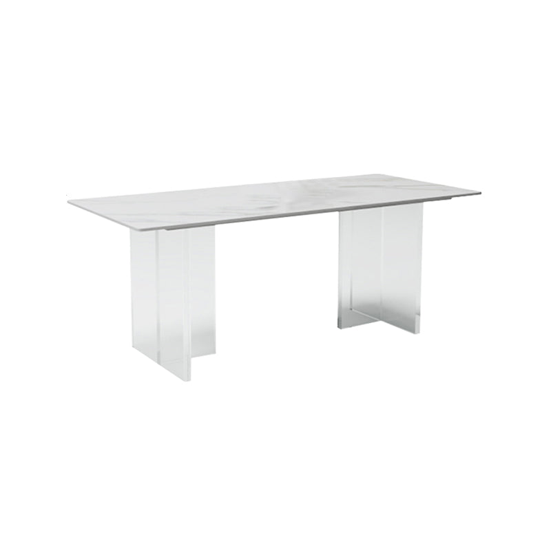Contemporary Style Sintered Stone Dining Rectangle Table Set 1/4/5/6 Pieces Dining Set White 79"L x 39"W Clearhalo 'Dining Room Sets' 'Dining Tables & Seating' 'dining_room_set' 'furn' 'furn_dining_room_set' 'Furniture' 'Kitchen & Dining Furniture' 5309274