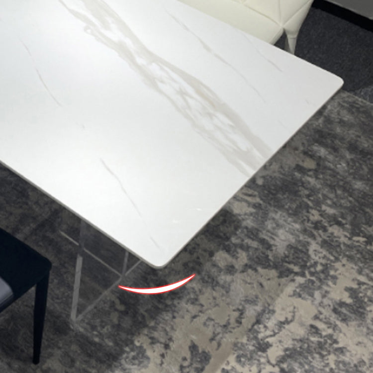 Contemporary Style Sintered Stone Dining Rectangle Table Set 1/4/5/6 Pieces Dining Set Clearhalo 'Dining Room Sets' 'Dining Tables & Seating' 'dining_room_set' 'furn' 'furn_dining_room_set' 'Furniture' 'Kitchen & Dining Furniture' 5309276