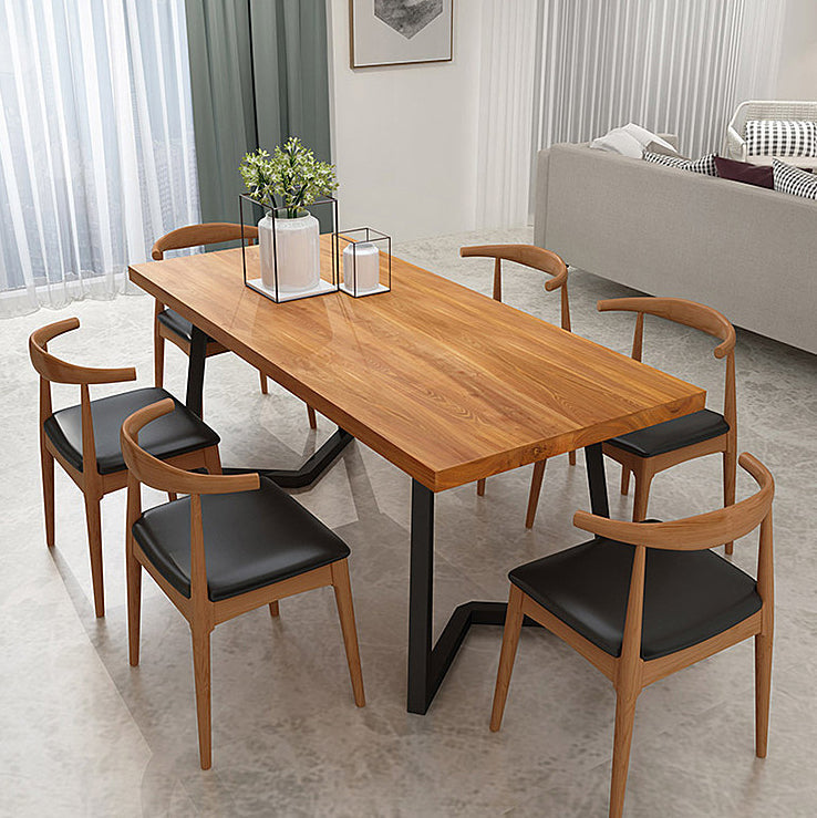 Ensemble de dinette rectangulaire en bois massif, ensemble de table à manger industrielle 1/2/5/7 pièces en naturel