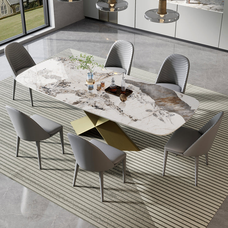 Nordic Glam gesinterde stenen eettafel rechthoekige tafelset 1/3/4/5/6/7-delige eetset
