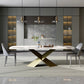 Nordic Glam gesinterde stenen eettafel rechthoekige tafelset 1/3/4/5/6/7-delige eetset