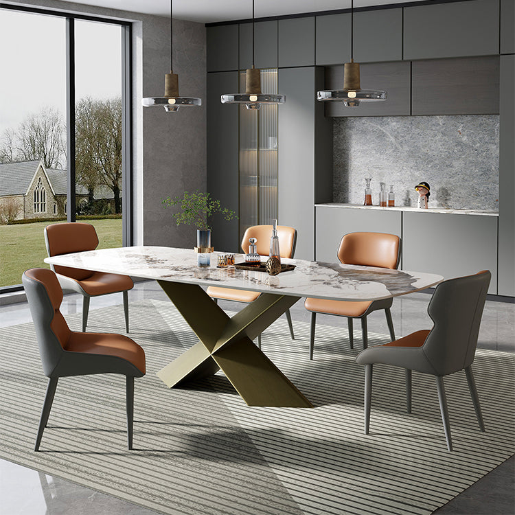Nordic Glam gesinterde stenen eettafel rechthoekige tafelset 1/3/4/5/6/7-delige eetset