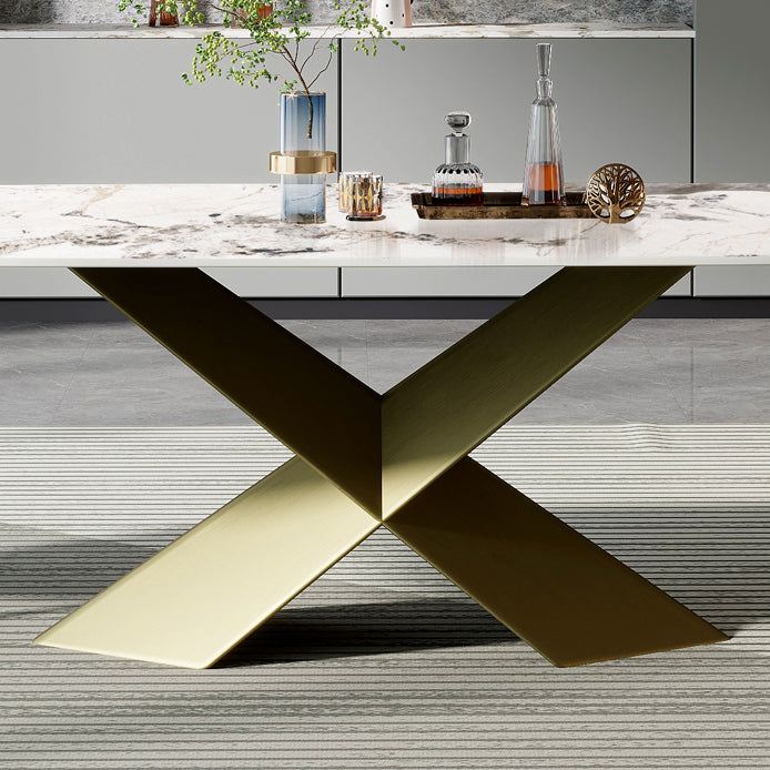 Nordic Glam gesinterde stenen eettafel rechthoekige tafelset 1/3/4/5/6/7-delige eetset