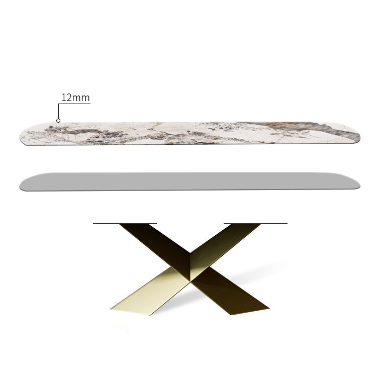Nordic Glam gesinterde stenen eettafel rechthoekige tafelset 1/3/4/5/6/7-delige eetset