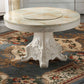 Round Marble Dining Site Table Pedestal Base Dining Room Collection with Turntable