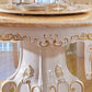 Round Marble Dining Site Table Pedestal Base Dining Room Collection with Turntable