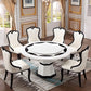 Round Pedestal Dining Site Table Marble Tripod Base Dining Room Collection With Turntable