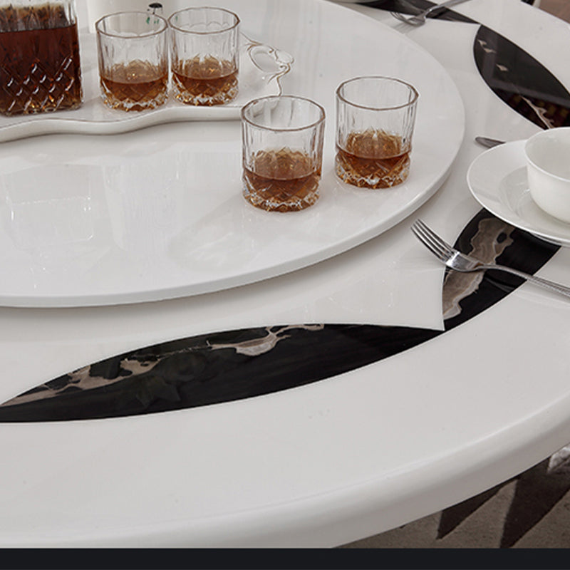 Round Pedestal Dining Site Table Marble Tripod Base Dining Room Collection With Turntable