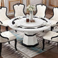 Round Pedestal Dining Site Table Marble Tripod Base Dining Room Collection With Turntable