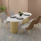 Oval Double Pedestal Luxury Dining Table White Fixed Table of Sintered Stone