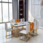 Rectangle White Top Dining Table Traditional Luxury Dining Table with Gold Frame