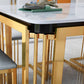 Rectangle White Top Dining Table Traditional Luxury Dining Table with Gold Frame