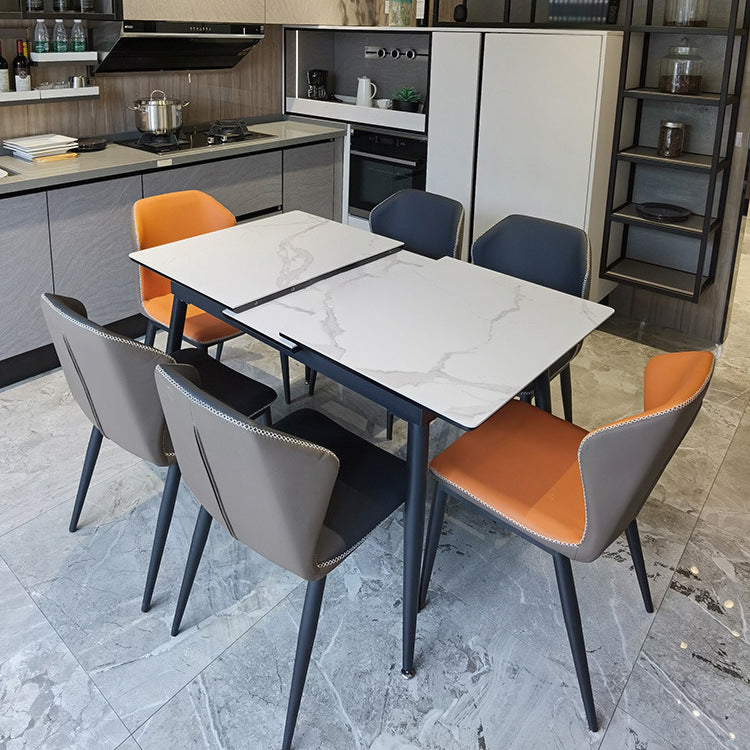 Table à manger à rectangle en pierre avec mobilier de feuilles pour le restaurant