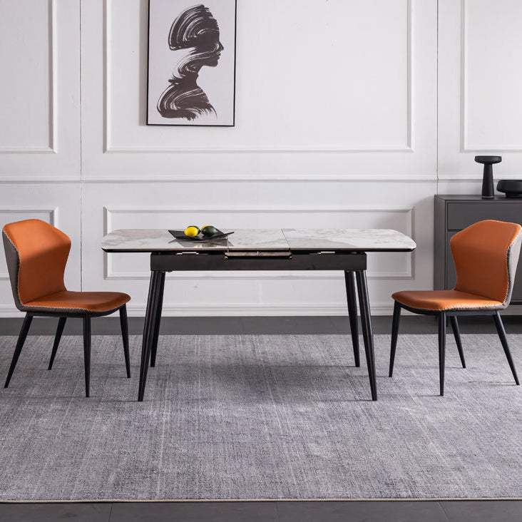 Table à manger à rectangle en pierre avec mobilier de feuilles pour le restaurant