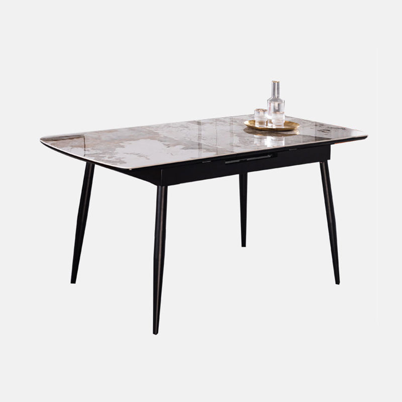 Table à manger à rectangle en pierre avec mobilier de feuilles pour le restaurant