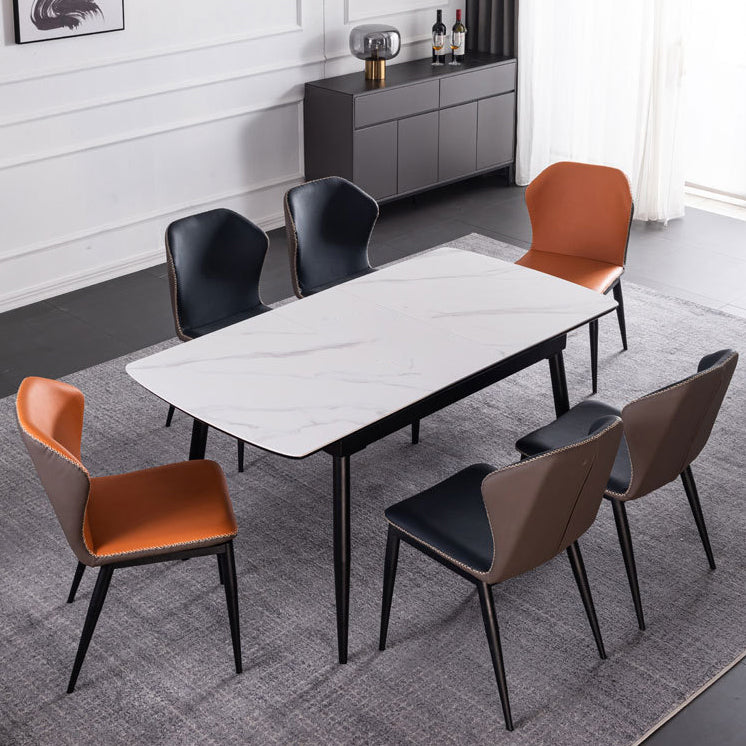 Table à manger à rectangle en pierre avec mobilier de feuilles pour le restaurant