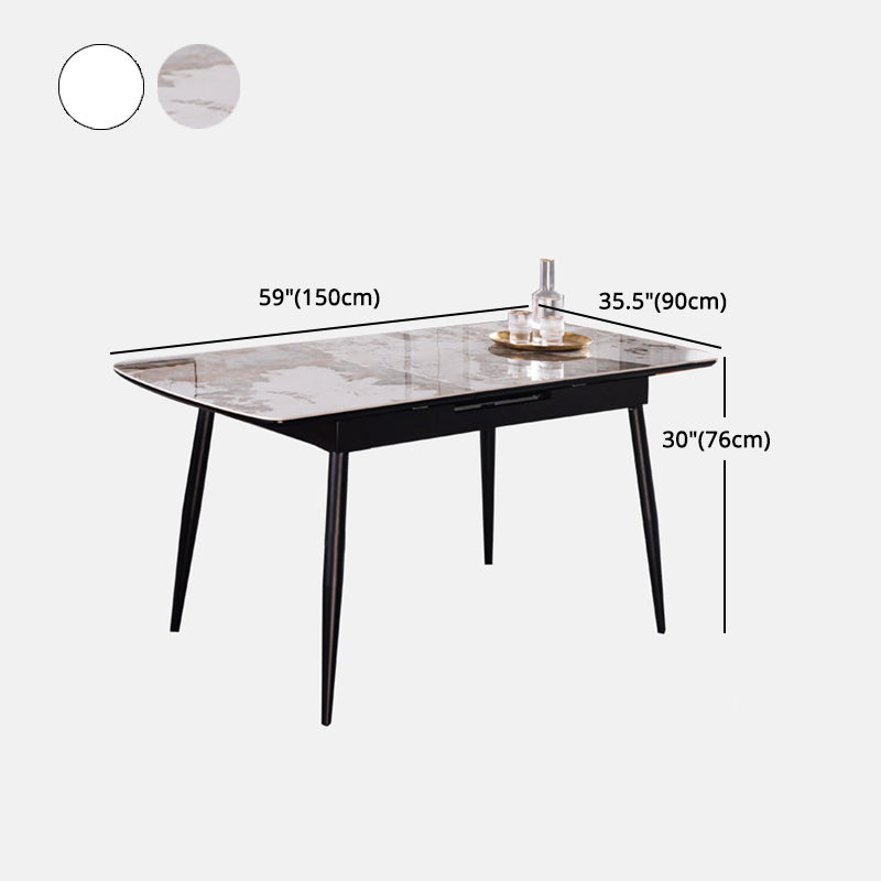 Table à manger à rectangle en pierre avec mobilier de feuilles pour le restaurant