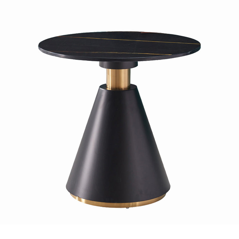 Metal Traditional Luxury Round Table Pedestal Dining Table for Dining Room Black Without Chairs Clearhalo 'Dining Tables & Seating' 'Dining Tables' 'dining_table' 'furn' 'furn_dining_table' 'Furniture' 'Kitchen & Dining Furniture' 5309462