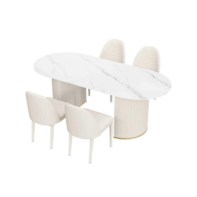 Traditional Luxury Dining Table Oval Dining Table with Double Pedestal Base Clearhalo 'Dining Tables & Seating' 'Dining Tables' 'dining_table' 'furn' 'furn_dining_table' 'Furniture' 'Kitchen & Dining Furniture' 5309474