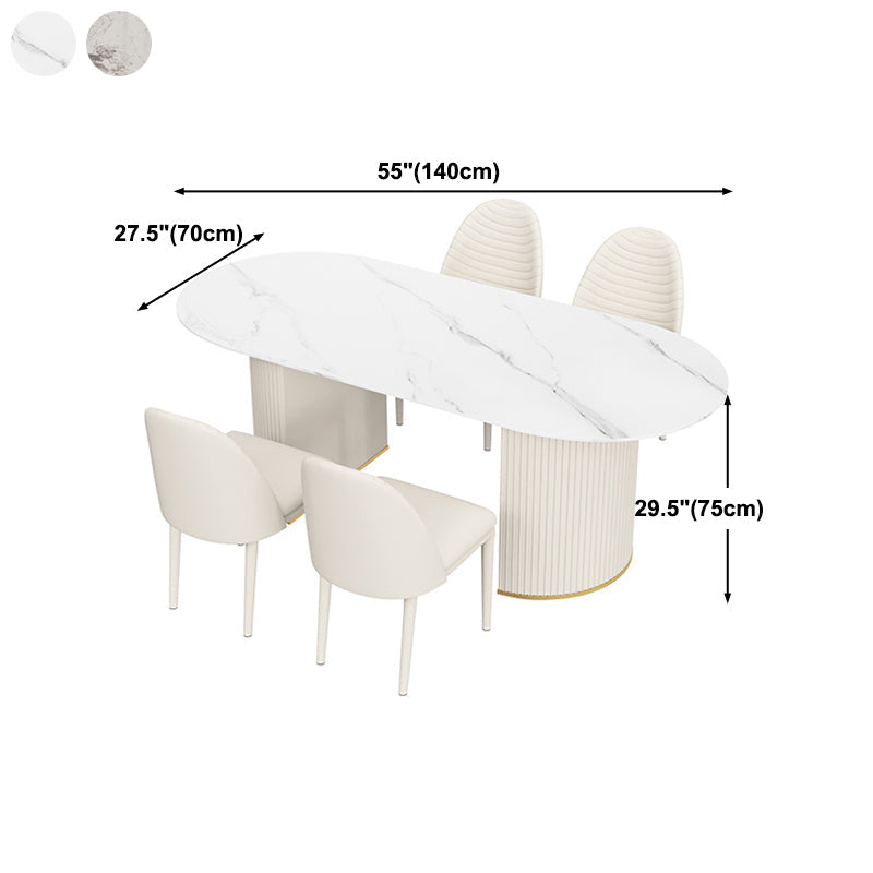 Traditional Luxury Dining Table Oval Dining Table with Double Pedestal Base Clearhalo 'Dining Tables & Seating' 'Dining Tables' 'dining_table' 'furn' 'furn_dining_table' 'Furniture' 'Kitchen & Dining Furniture' 5309479