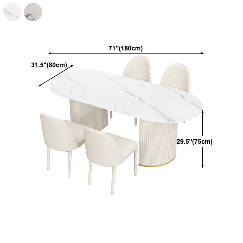 Traditional Luxury Dining Table Oval Dining Table with Double Pedestal Base Clearhalo 'Dining Tables & Seating' 'Dining Tables' 'dining_table' 'furn' 'furn_dining_table' 'Furniture' 'Kitchen & Dining Furniture' 5309481