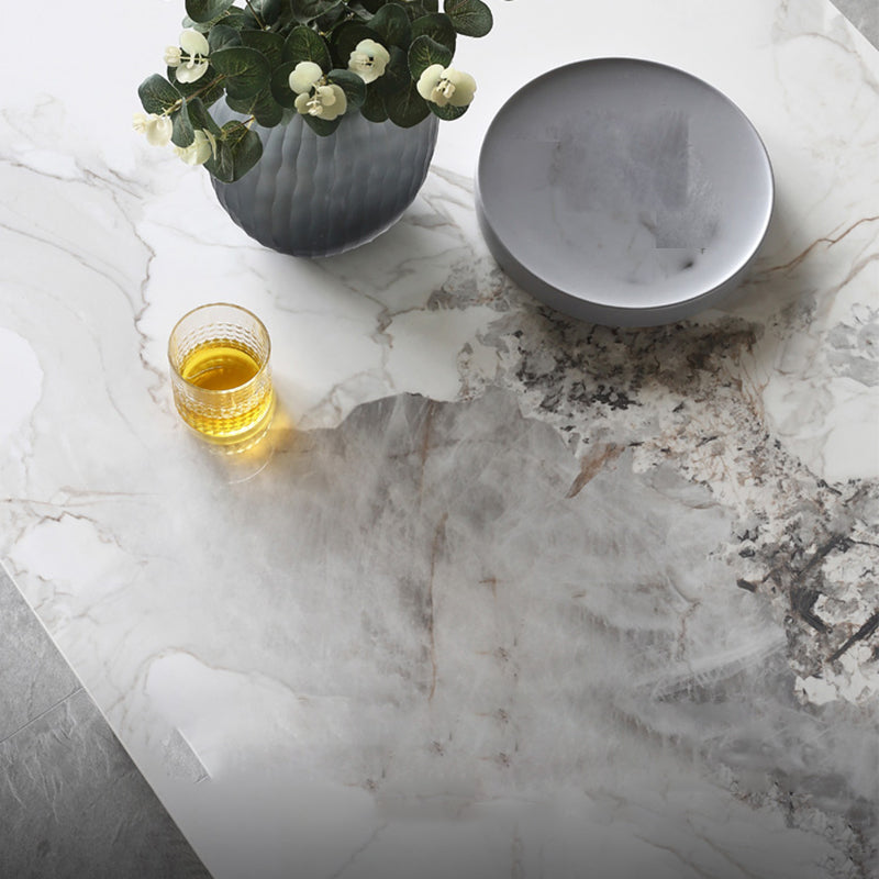 Mesa de comedor rectangular 4 patas modernas mesa fija de piedra sinterizada