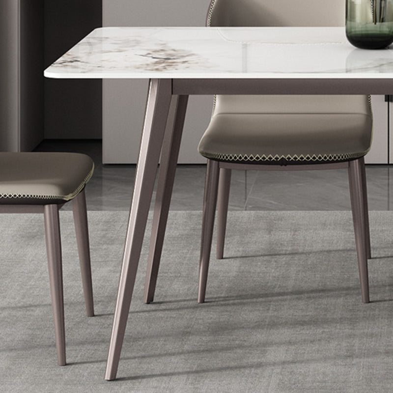 Mesa de comedor rectangular 4 patas modernas mesa fija de piedra sinterizada