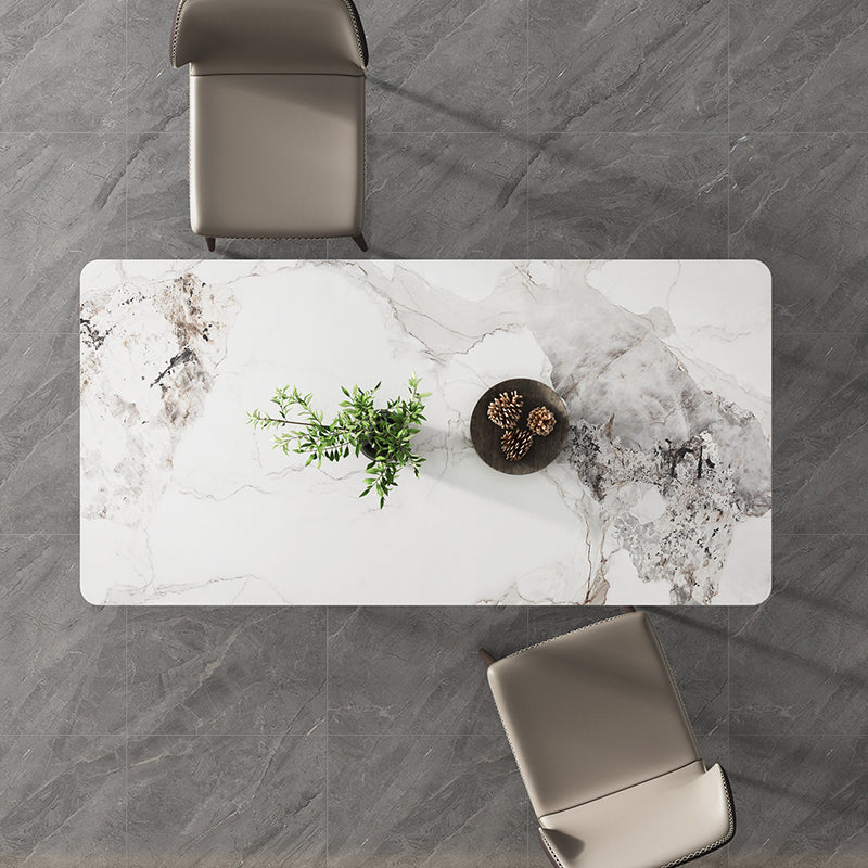 Mesa de comedor rectangular 4 patas modernas mesa fija de piedra sinterizada