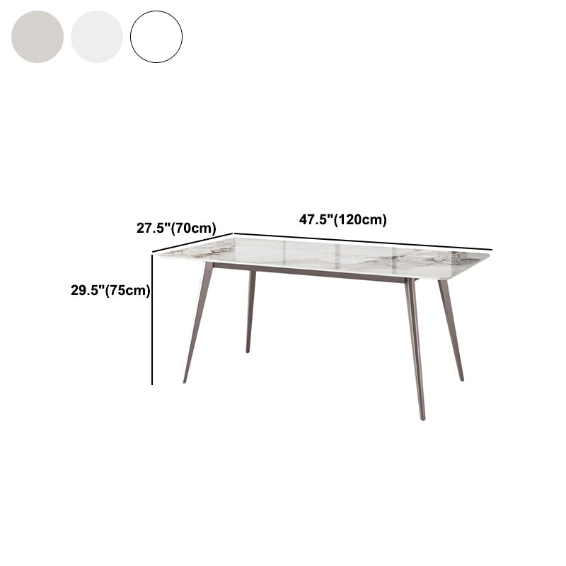 Mesa de comedor rectangular 4 patas modernas mesa fija de piedra sinterizada