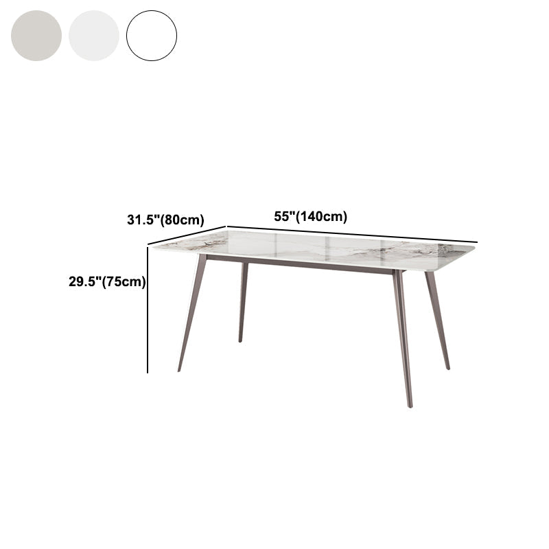 Mesa de comedor rectangular 4 patas modernas mesa fija de piedra sinterizada