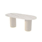 Simplicity Style Oval Dining Table Imitation Marble Home Furniture White Without Chairs Clearhalo 'Dining Tables & Seating' 'Dining Tables' 'dining_table' 'furn' 'furn_dining_table' 'Furniture' 'Kitchen & Dining Furniture' 5309522