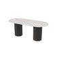 Simplicity Style Oval Dining Table Imitation Marble Home Furniture Black White Without Chairs Clearhalo 'Dining Tables & Seating' 'Dining Tables' 'dining_table' 'furn' 'furn_dining_table' 'Furniture' 'Kitchen & Dining Furniture' 5309525