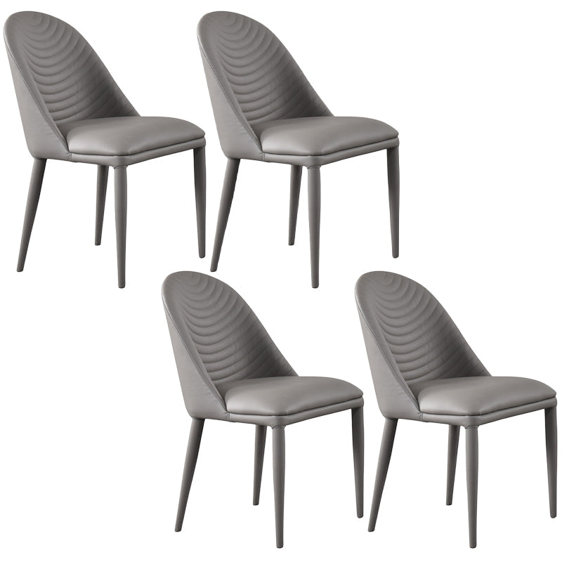 Leather Parsons Chair Modern Furniture in Matte Finish for Indoor Grey 4 Piece Set Clearhalo 'Dining Chairs' 'Dining Tables & Seating' 'dining_chair' 'furn' 'furn_dining_chair' 'Furniture' 'Kitchen & Dining Furniture' 5309611