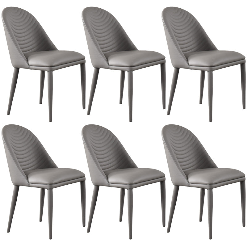 Leather Parsons Chair Modern Furniture in Matte Finish for Indoor Grey 6 Piece Set Clearhalo 'Dining Chairs' 'Dining Tables & Seating' 'dining_chair' 'furn' 'furn_dining_chair' 'Furniture' 'Kitchen & Dining Furniture' 5309614