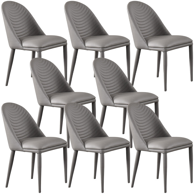 Leather Parsons Chair Modern Furniture in Matte Finish for Indoor Grey 8 Piece Set Clearhalo 'Dining Chairs' 'Dining Tables & Seating' 'dining_chair' 'furn' 'furn_dining_chair' 'Furniture' 'Kitchen & Dining Furniture' 5309616