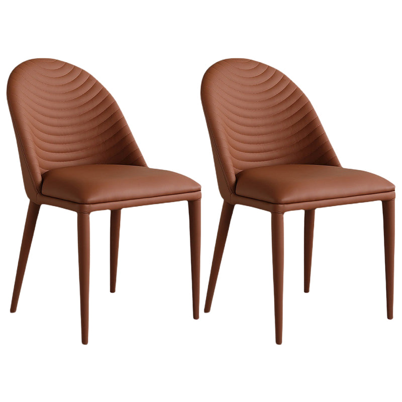Leather Parsons Chair Modern Furniture in Matte Finish for Indoor Dark Brown 2 Piece Set Clearhalo 'Dining Chairs' 'Dining Tables & Seating' 'dining_chair' 'furn' 'furn_dining_chair' 'Furniture' 'Kitchen & Dining Furniture' 5309617