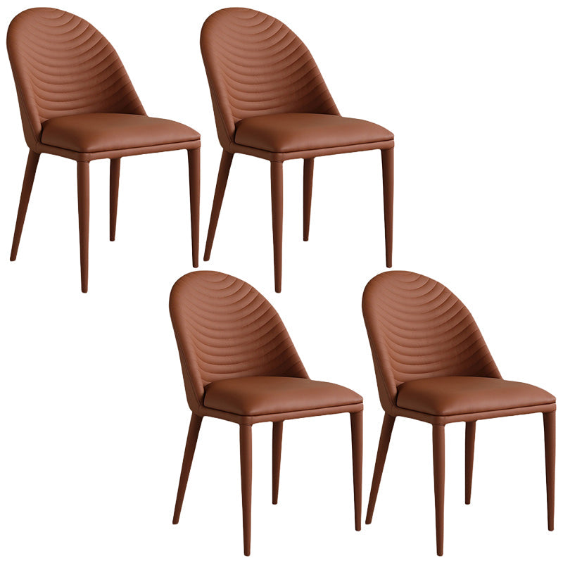 Leather Parsons Chair Modern Furniture in Matte Finish for Indoor Dark Brown 4 Piece Set Clearhalo 'Dining Chairs' 'Dining Tables & Seating' 'dining_chair' 'furn' 'furn_dining_chair' 'Furniture' 'Kitchen & Dining Furniture' 5309619
