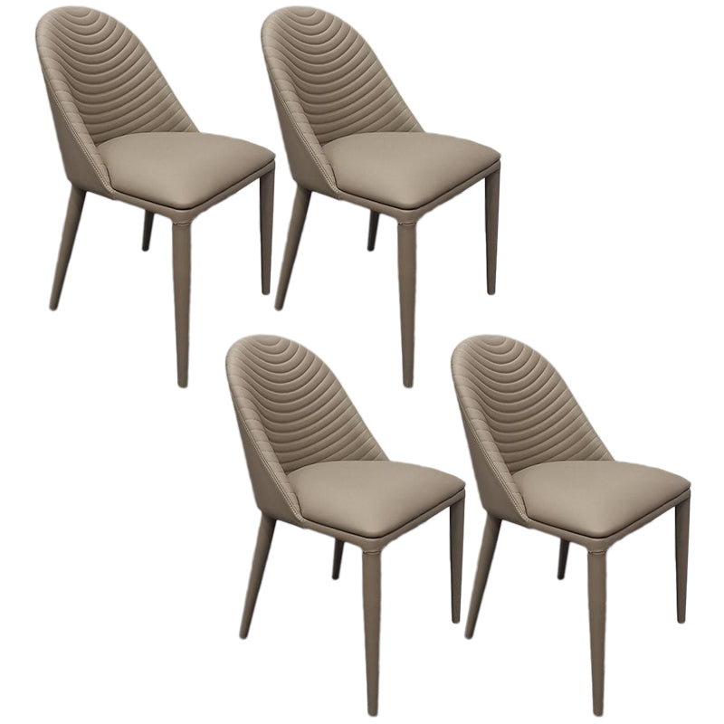 Leather Parsons Chair Modern Furniture in Matte Finish for Indoor Off-White 4 Piece Set Clearhalo 'Dining Chairs' 'Dining Tables & Seating' 'dining_chair' 'furn' 'furn_dining_chair' 'Furniture' 'Kitchen & Dining Furniture' 5309628