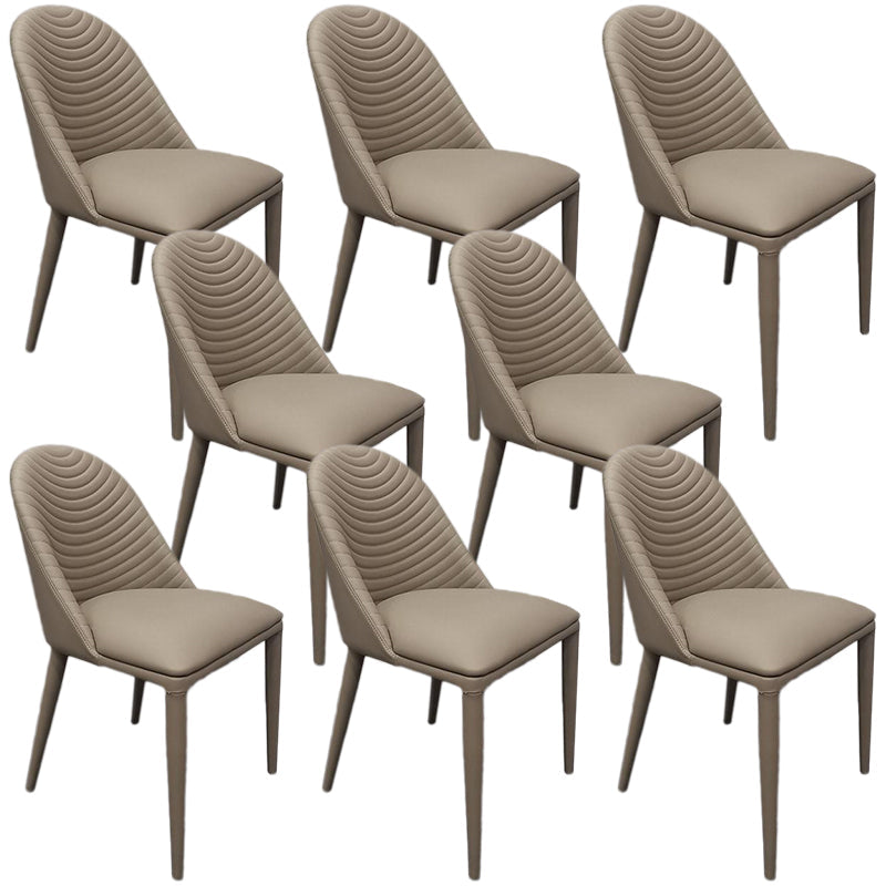 Leather Parsons Chair Modern Furniture in Matte Finish for Indoor Off-White 8 Piece Set Clearhalo 'Dining Chairs' 'Dining Tables & Seating' 'dining_chair' 'furn' 'furn_dining_chair' 'Furniture' 'Kitchen & Dining Furniture' 5309631