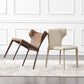 Zeitgenössischer Leder -Essstuhl Wingback -Seitenmöbel im matten Finish für Zuhause