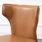 Zeitgenössischer Leder -Essstuhl Wingback -Seitenmöbel im matten Finish für Zuhause