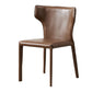 Zeitgenössischer Leder -Essstuhl Wingback -Seitenmöbel im matten Finish für Zuhause