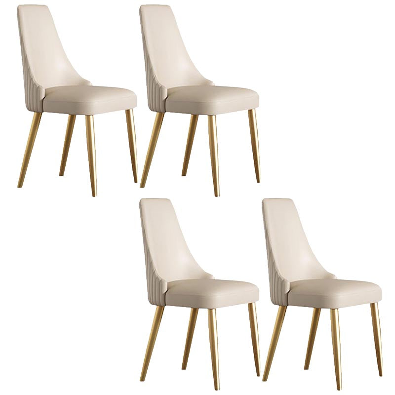 Glam Upholstered Dining Chair Leather Dining Chair with Gold Legs Off-White 4 Piece Set Clearhalo 'Dining Chairs' 'Dining Tables & Seating' 'dining_chair' 'furn' 'furn_dining_chair' 'Furniture' 'Kitchen & Dining Furniture' 5309817