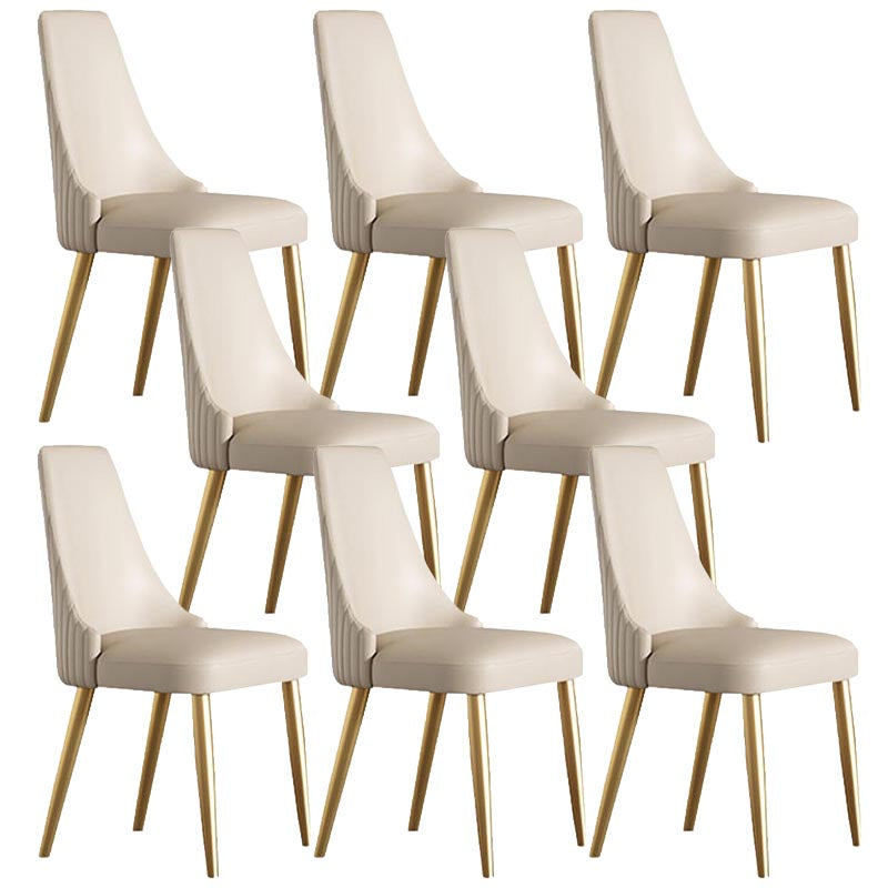 Glam Upholstered Dining Chair Leather Dining Chair with Gold Legs Off-White 8 Piece Set Clearhalo 'Dining Chairs' 'Dining Tables & Seating' 'dining_chair' 'furn' 'furn_dining_chair' 'Furniture' 'Kitchen & Dining Furniture' 5309820