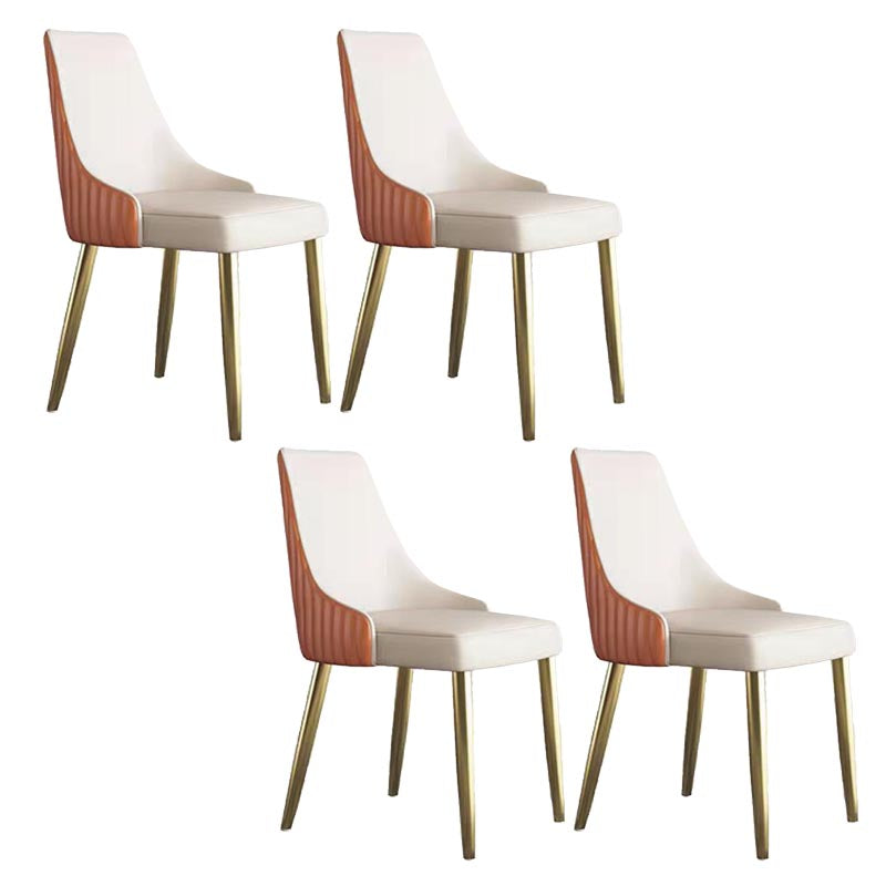 Glam Upholstered Dining Chair Leather Dining Chair with Gold Legs Orange White 4 Piece Set Clearhalo 'Dining Chairs' 'Dining Tables & Seating' 'dining_chair' 'furn' 'furn_dining_chair' 'Furniture' 'Kitchen & Dining Furniture' 5309822