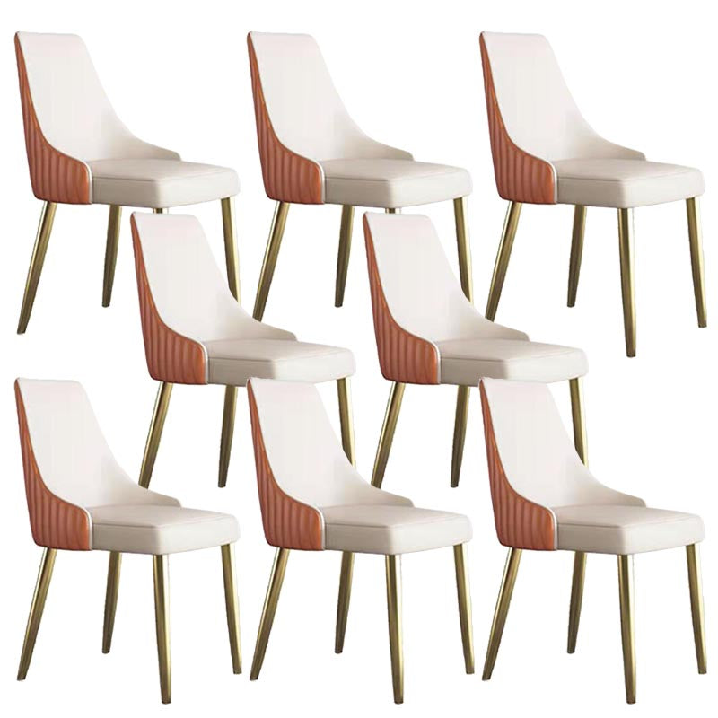 Glam Upholstered Dining Chair Leather Dining Chair with Gold Legs Orange White 8 Piece Set Clearhalo 'Dining Chairs' 'Dining Tables & Seating' 'dining_chair' 'furn' 'furn_dining_chair' 'Furniture' 'Kitchen & Dining Furniture' 5309825