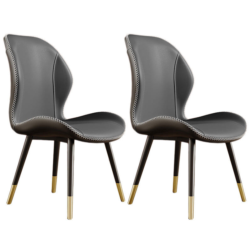 Glam Leather Dining Chair Wingback Side Furniture in Matte Finish for Indoor Grey 2 Piece Set Clearhalo 'Dining Chairs' 'Dining Tables & Seating' 'dining_chair' 'furn' 'furn_dining_chair' 'Furniture' 'Kitchen & Dining Furniture' 5309904